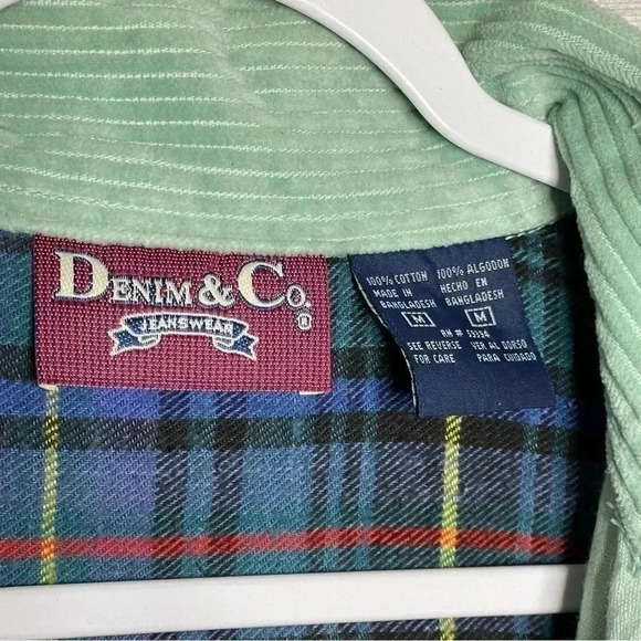 Denim & Co Womens Corduroy Jacket Medium Light Green Zip Up Pockets Unlined - Picture 8 of 11